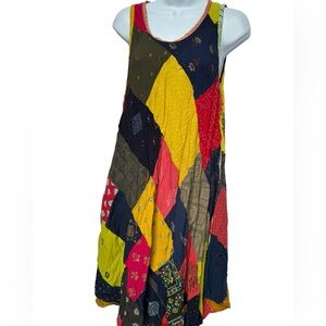 Ana & Rose ladies sleeveless diamond patch hippie show dress ONE Size
